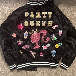 Black Satin Jacket with Pop Art Patches